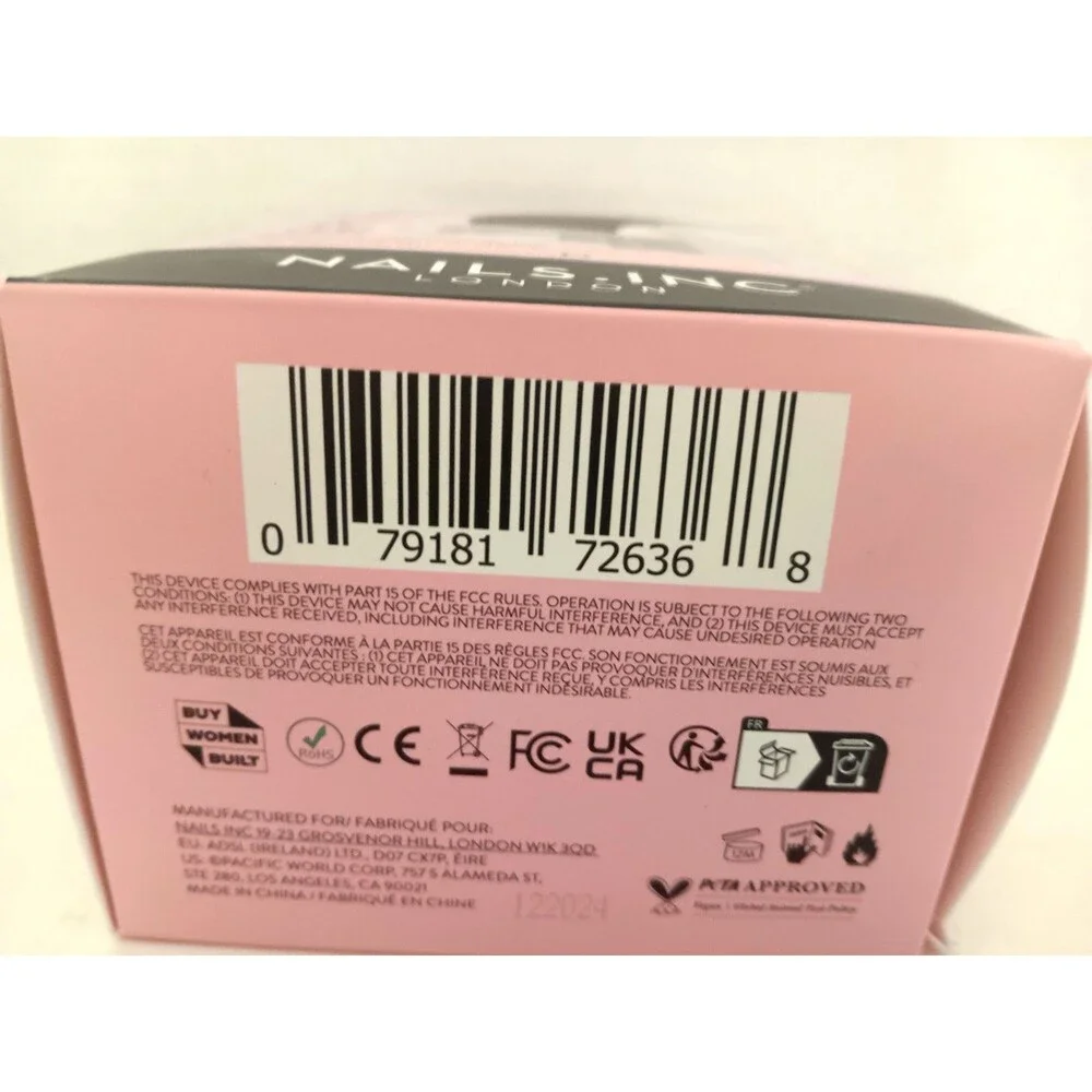 Nails Inc London Gel LED Manicure Kit LED Lamp + Gel Polish NIP Pink 11 Piece